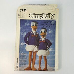 DONALD DUCK COSTUME PATTERN – Simplicity 7731 Uncut Adult Large Vintage 1986